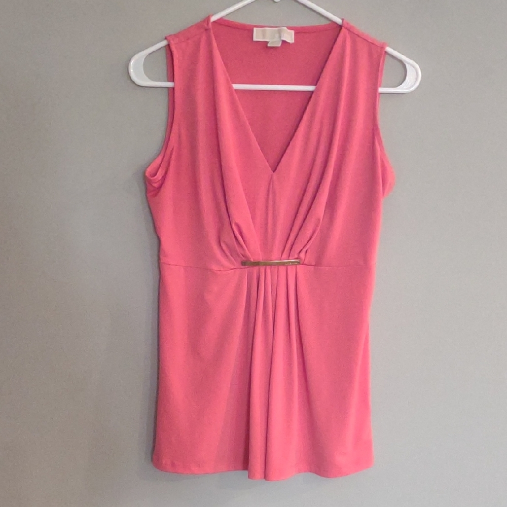 Michael‎ Kors Pink Womens Small Pleated Tank Top